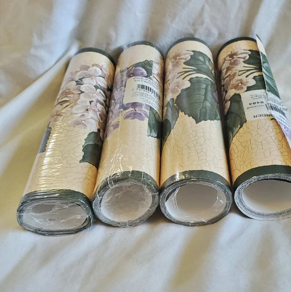 D. W. Wallcoverings Vtg Savannah Floral Wallpaper Border Purple Hydrangeas, New